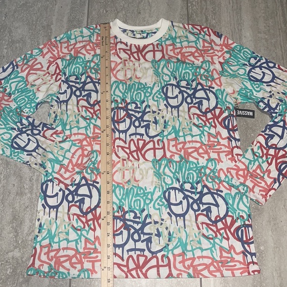 Massive Multicolor Men’s Long Sleeve Shirt All Over Print - Picture 2 of 5